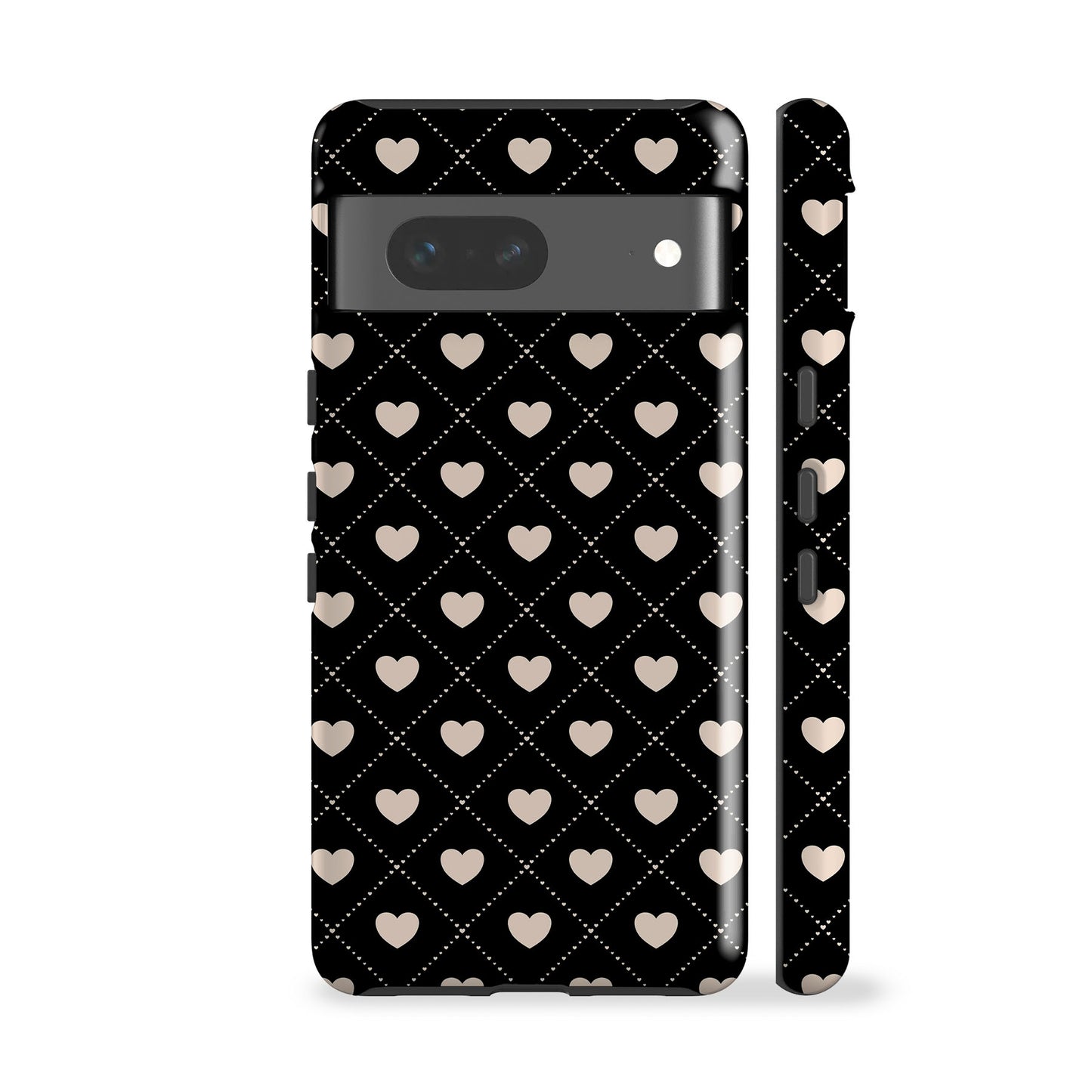 Diamond Hearts Black Phone Case