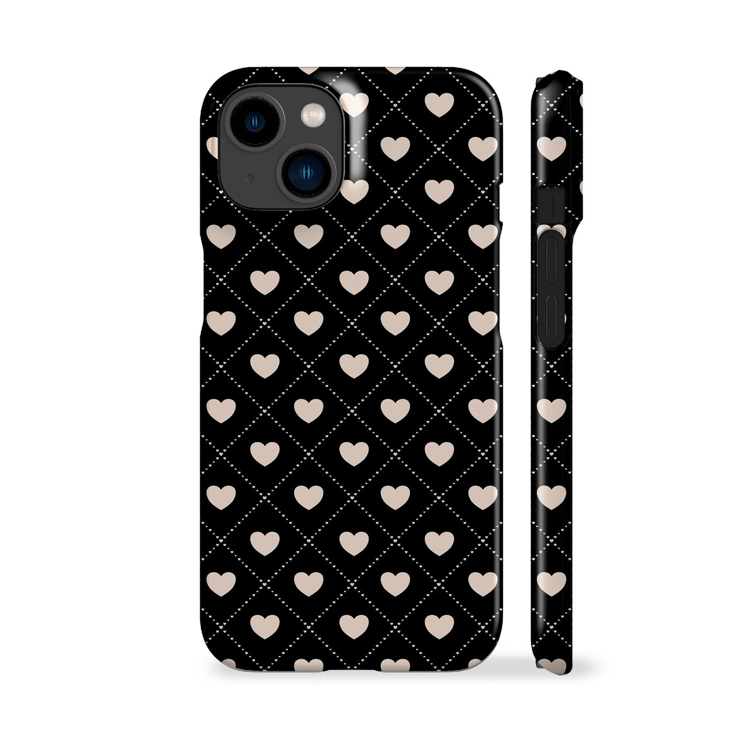 Diamond Hearts Black Phone Case