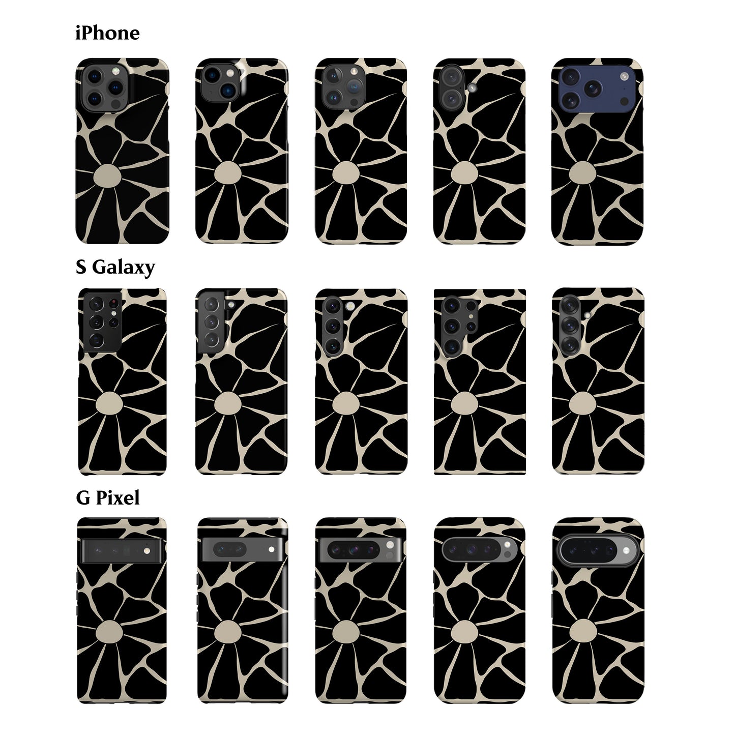 Disco Flowers Black Phone Case