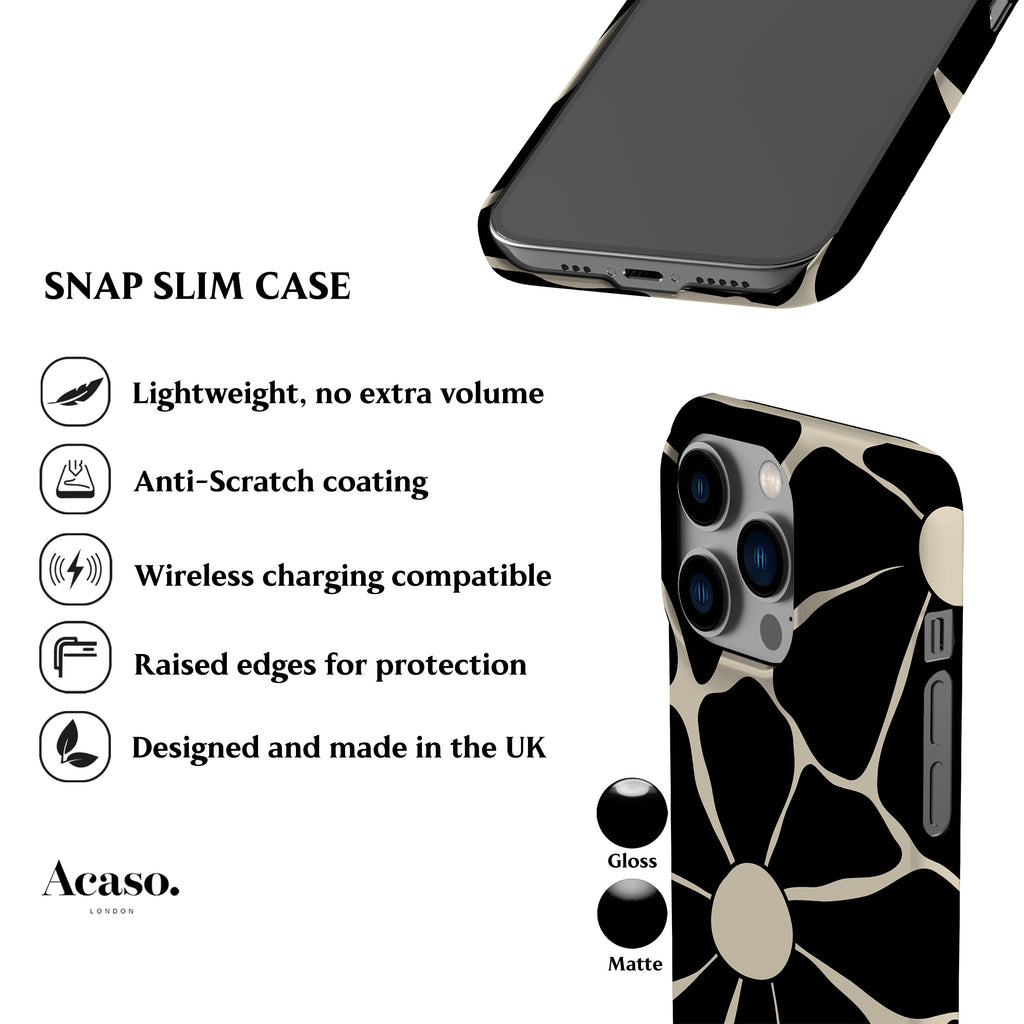 Disco Flowers Black Phone Case