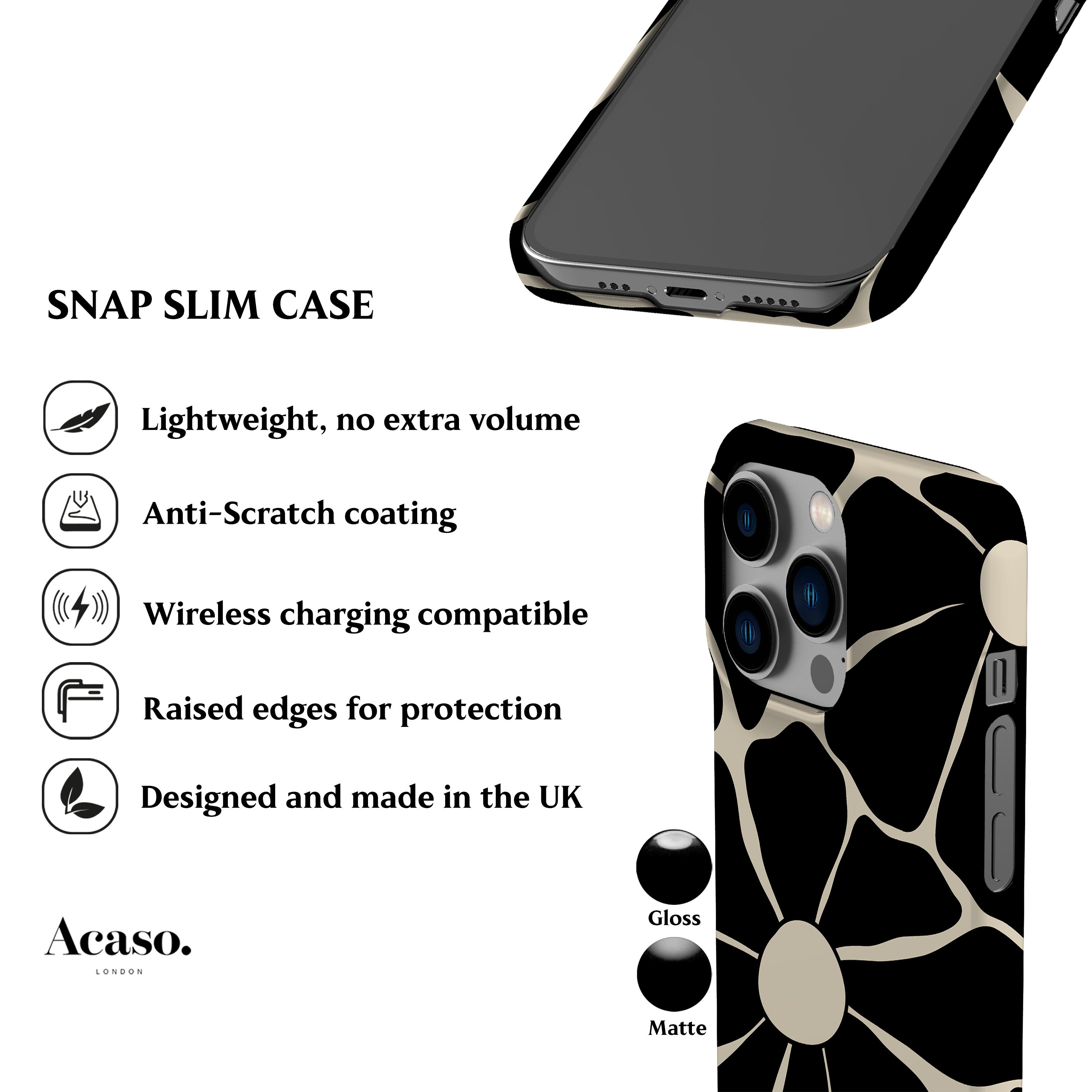 Disco Flowers Black Phone Case