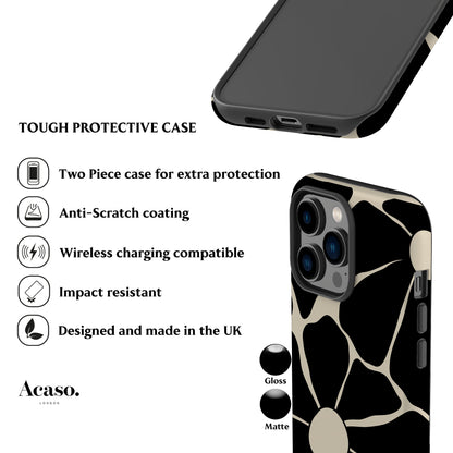 Disco Flowers Black Phone Case