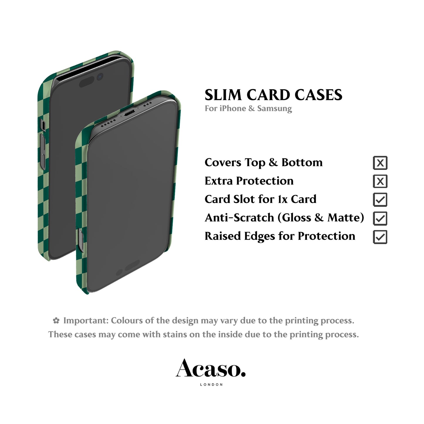Dark Green Checkers Card Case