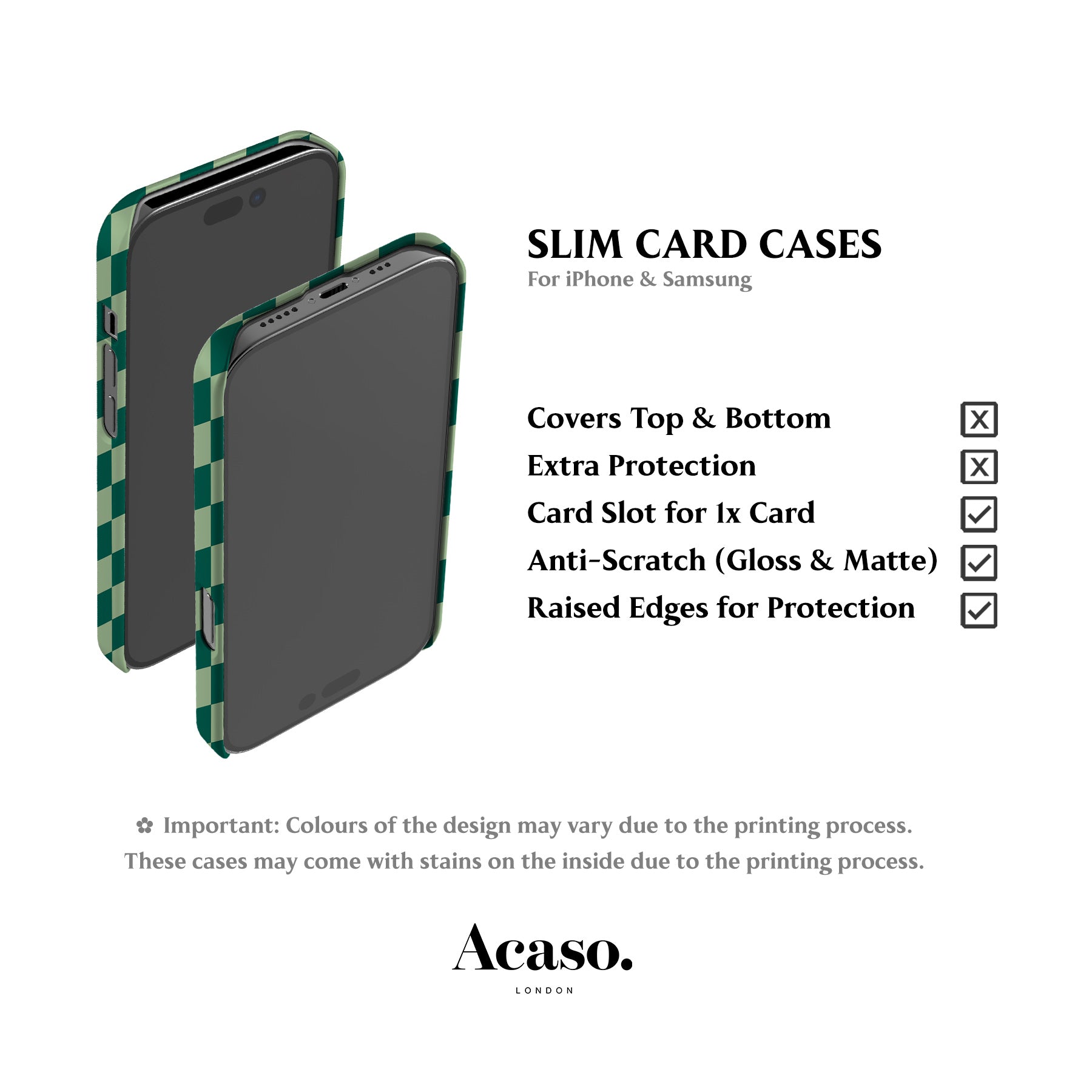 Dark Green Checkers Card Case