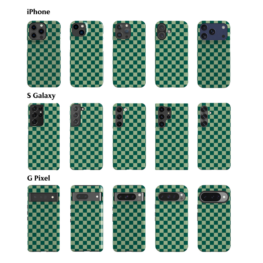 Dark Green Checkers Phone Case