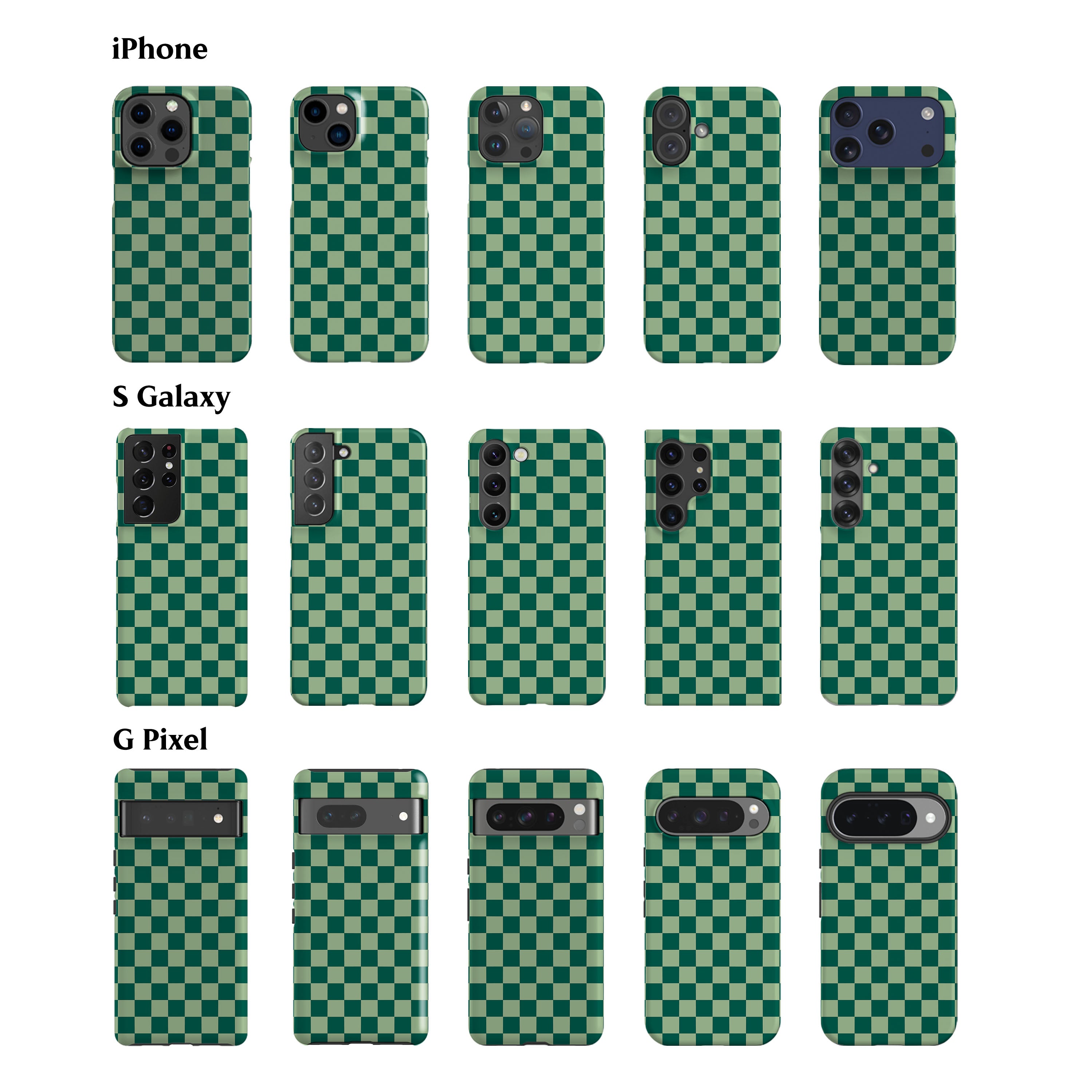 Dark Green Checkers Phone Case