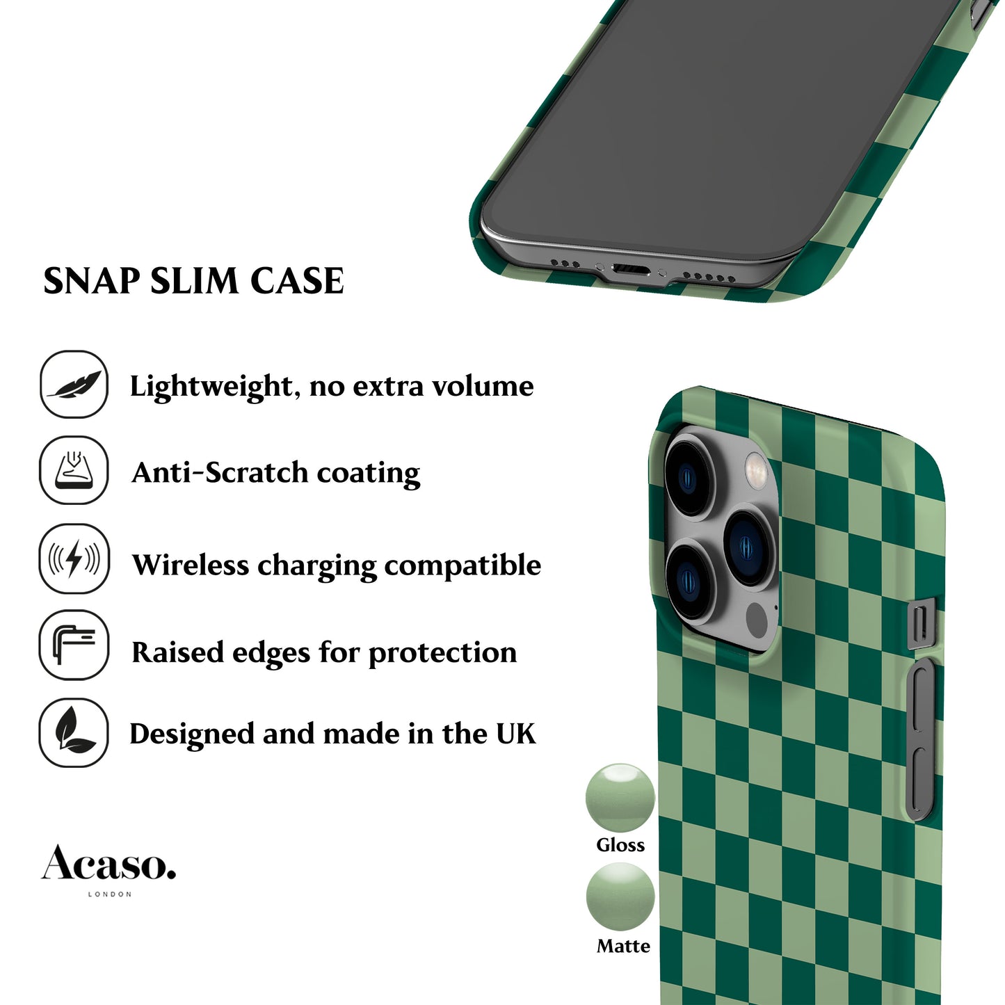 Dark Green Checkers Phone Case
