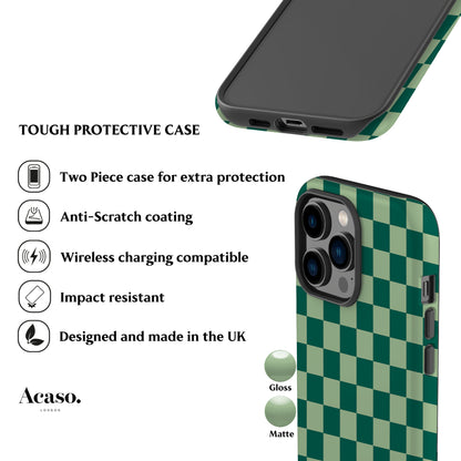 Dark Green Checkers Phone Case