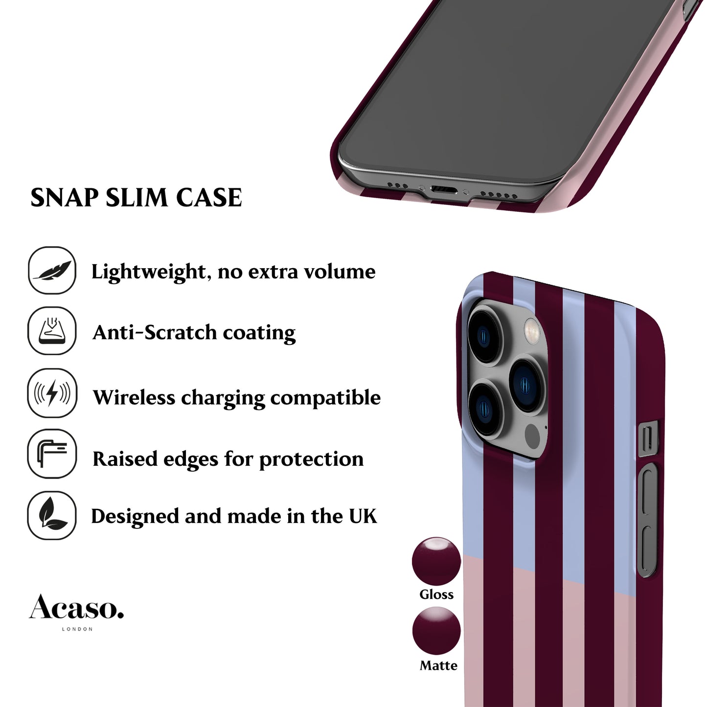 Dusty Blue Rose Stripes Phone Case