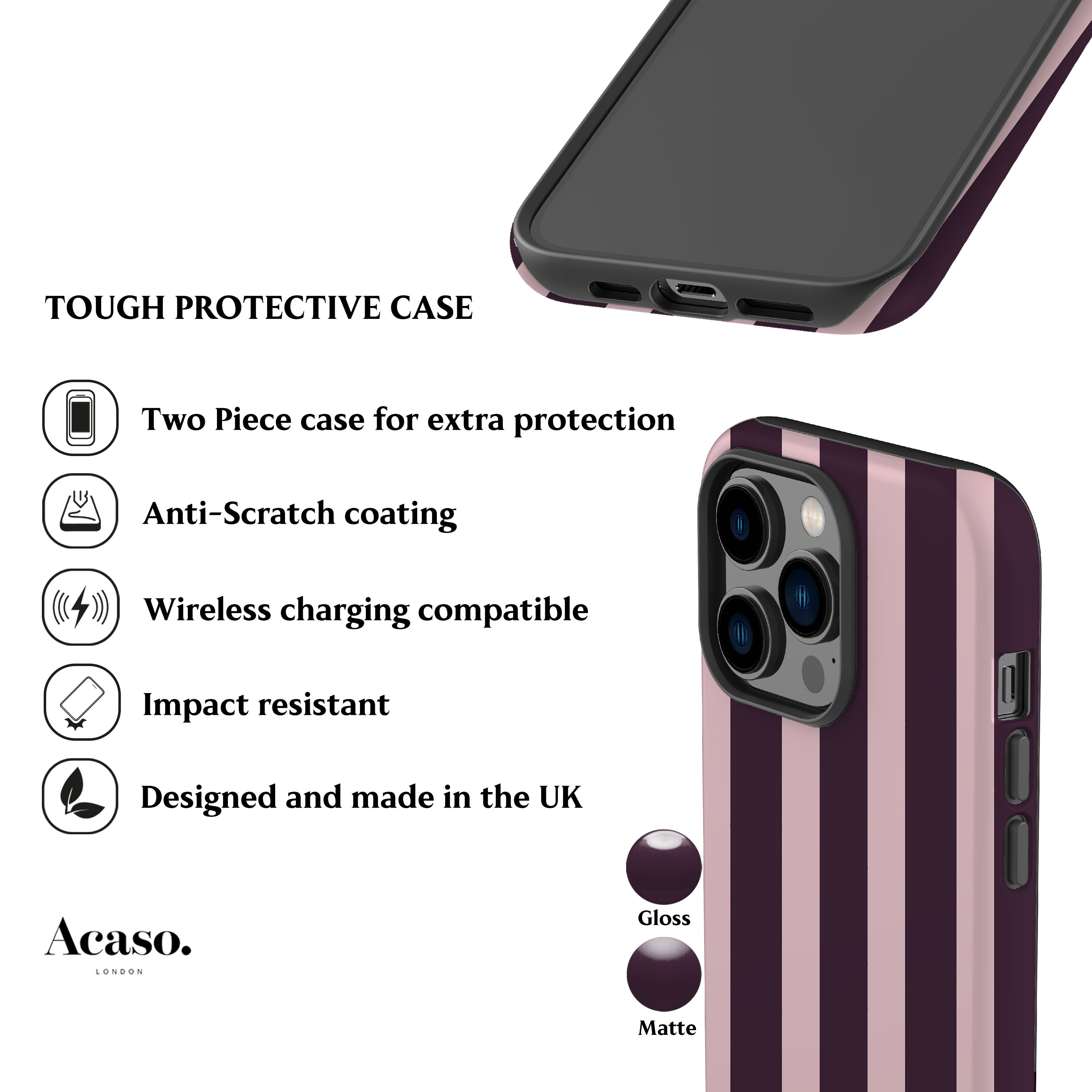 Dusty Rose Stripes Phone Case