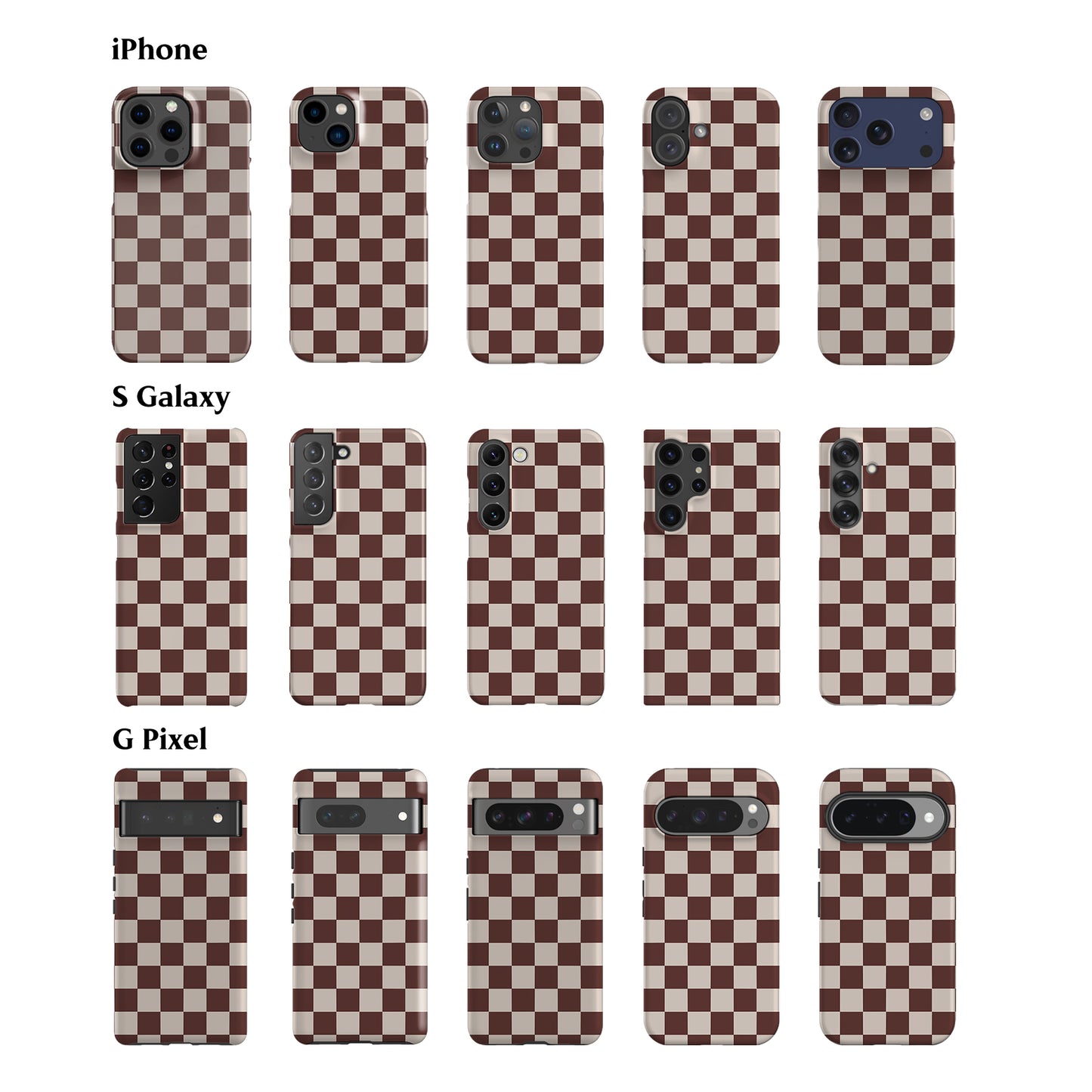 Chocolate Brown Checkered Phone Case