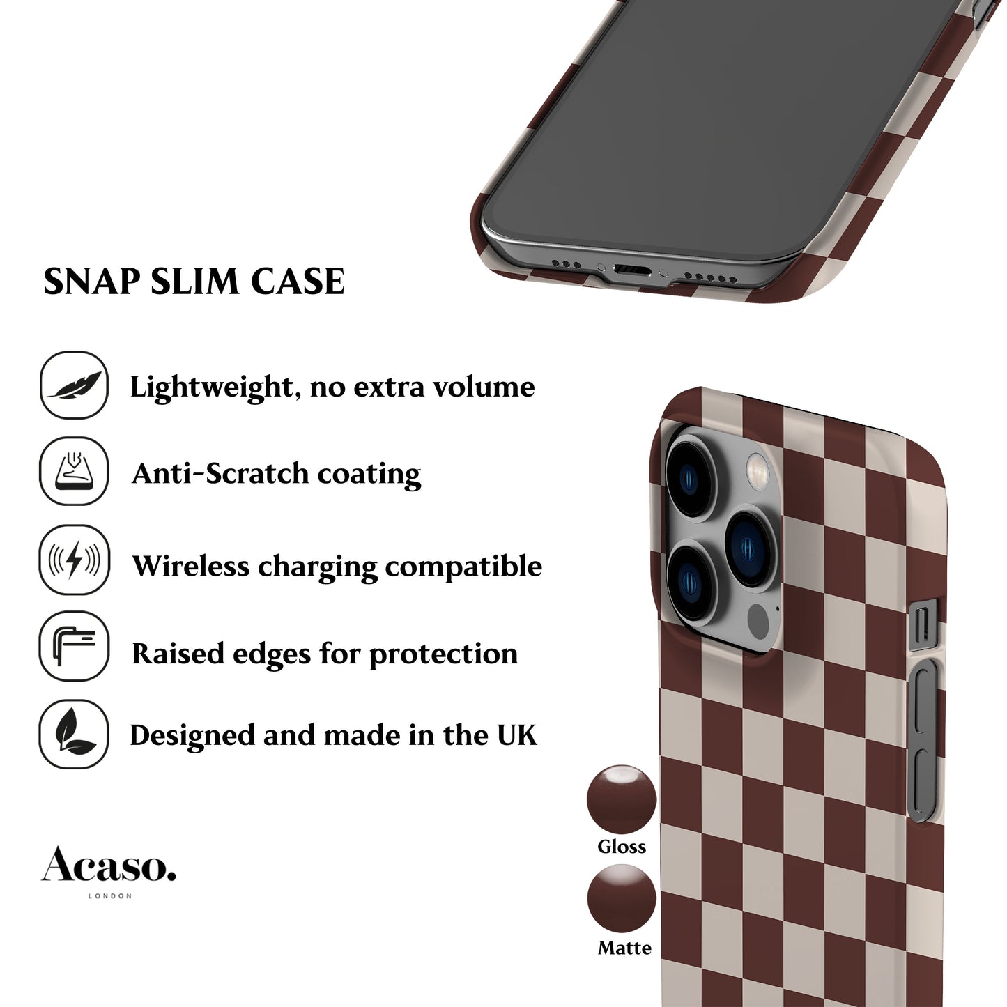 Chocolate Brown Checkered Phone Case