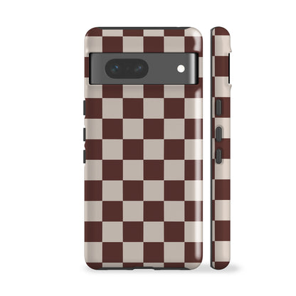 Chocolate Brown Checkered Phone Case