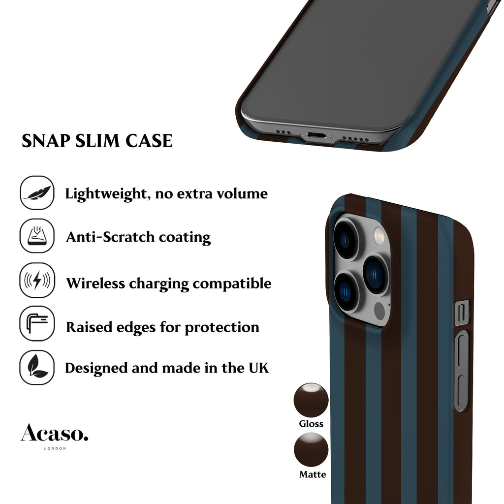 Fall Brown Blue Stripes Phone Case