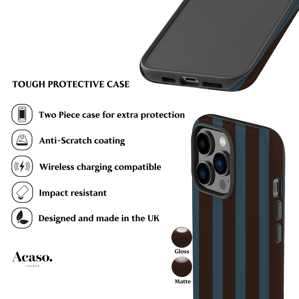 Fall Brown Blue Stripes Phone Case
