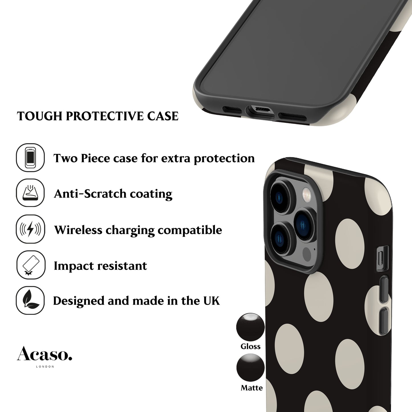 Feria Dots Black Phone Case