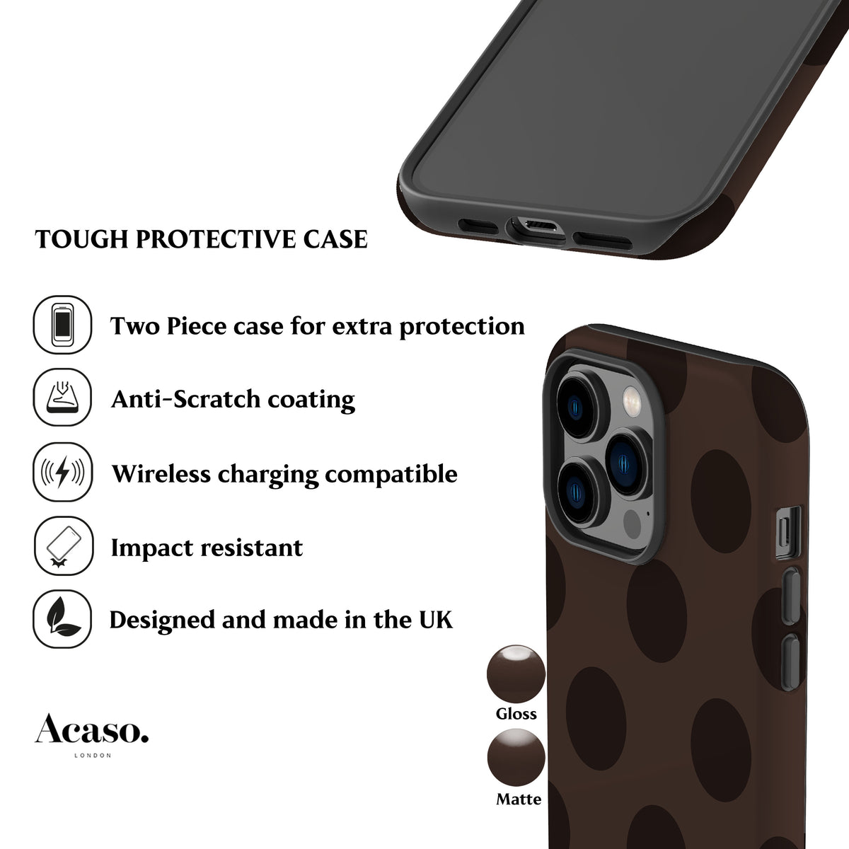 Dark Brown Feria Dots Phone Case