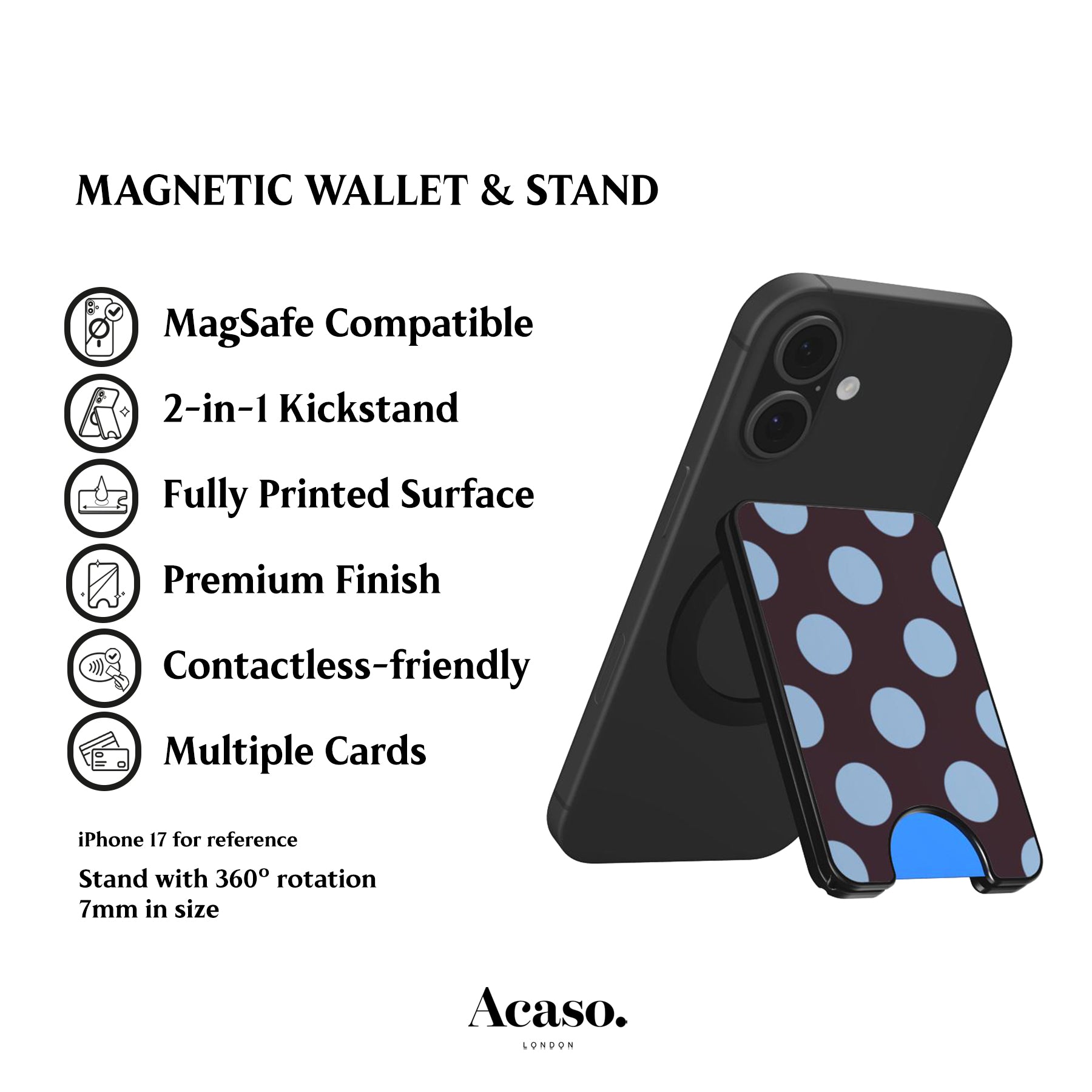 Feria Dots Dark Purple Magnetic Phone Wallet