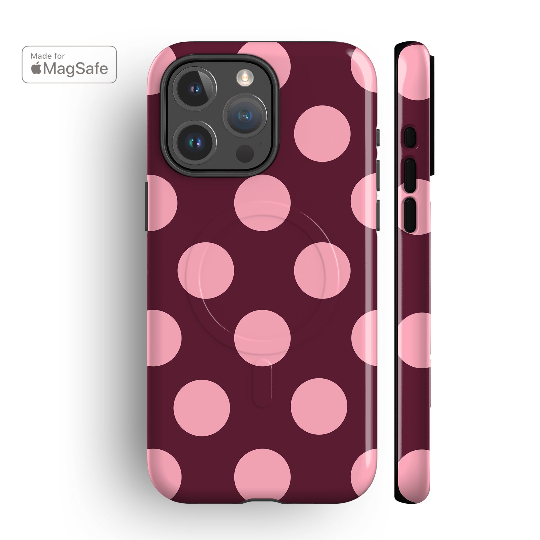 Feria Dots Pink Maroon MagSafe iPhone Case