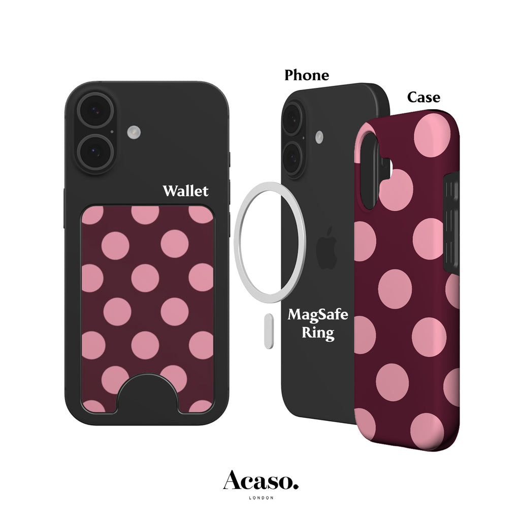Feria Dots Pink Maroon Magnetic Phone Wallet