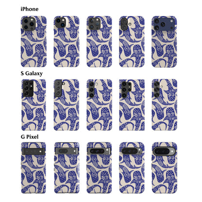 Floral Blue Shark Whale Phone Case