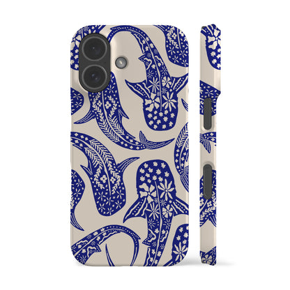 Floral Blue Shark Whale Phone Case