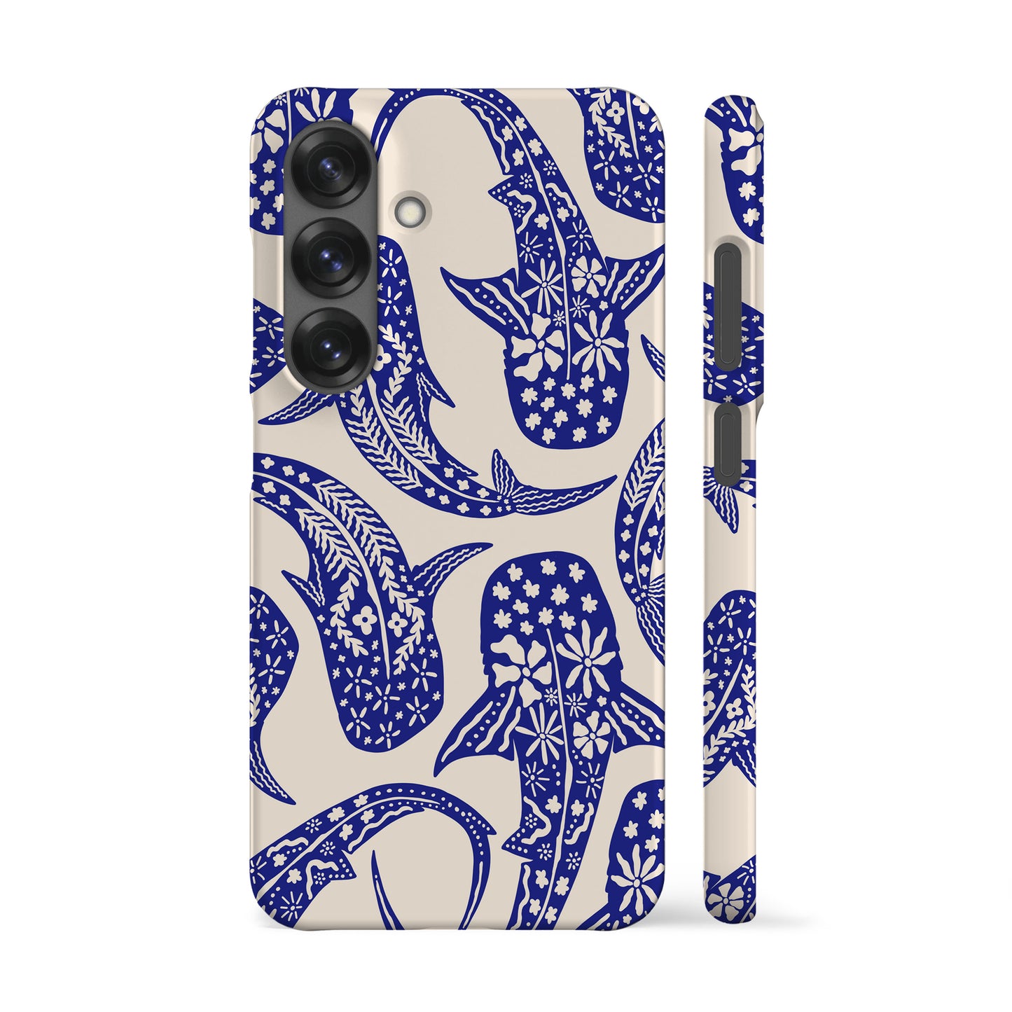 Floral Blue Shark Whale Phone Case