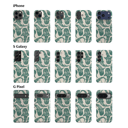 Floral Teal Shark Whale Phone Case