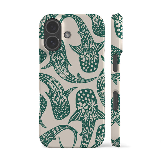 Floral Teal Shark Whale Phone Case