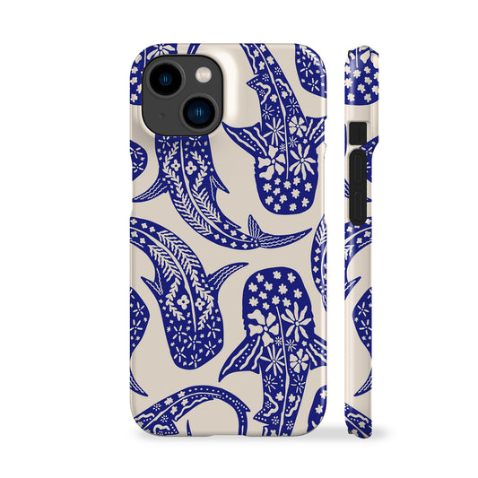 Floral Blue Shark Whale Phone Case