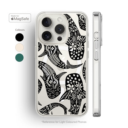 Floral Shark Whale Clear MagSafe iPhone Case