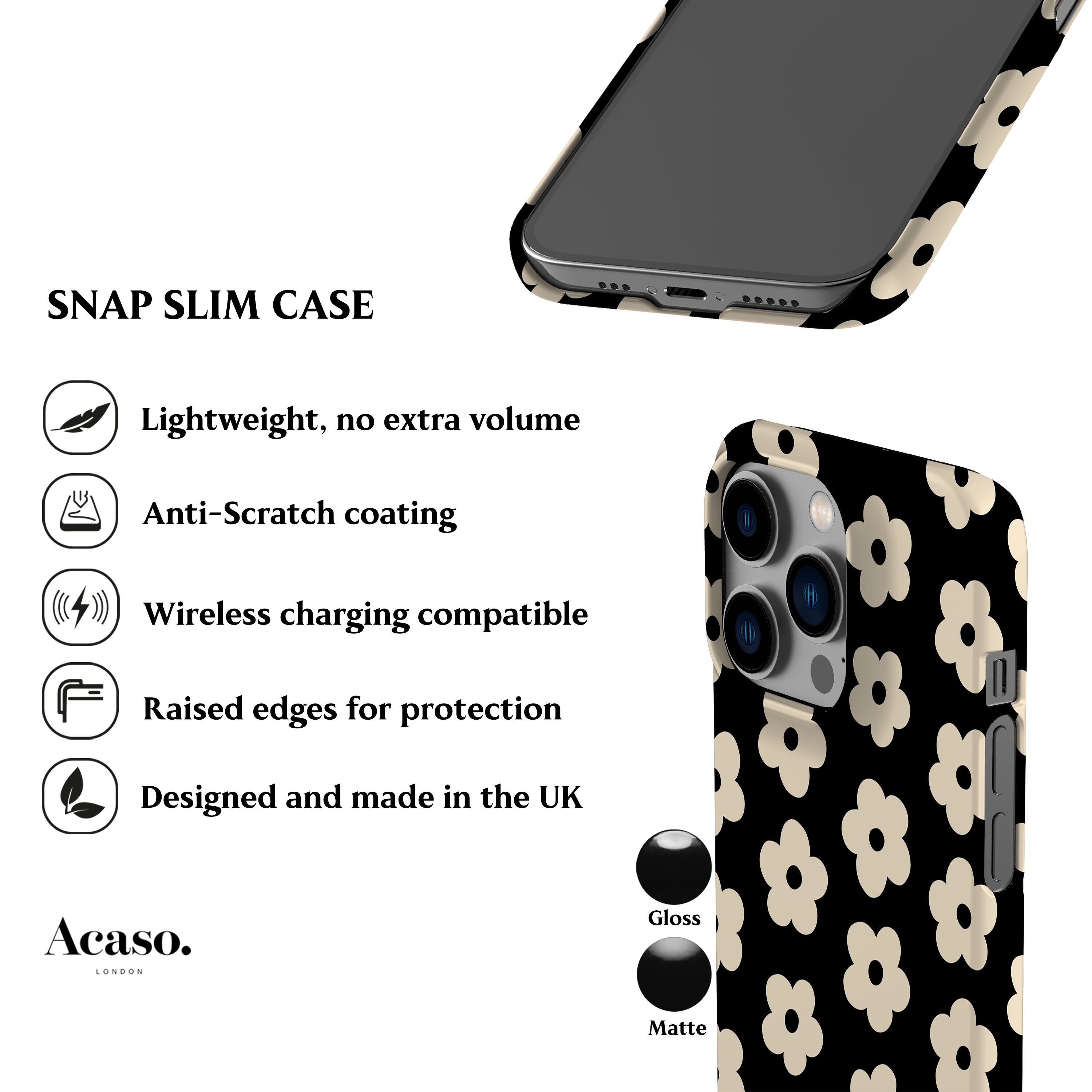 Flores Black Phone Case