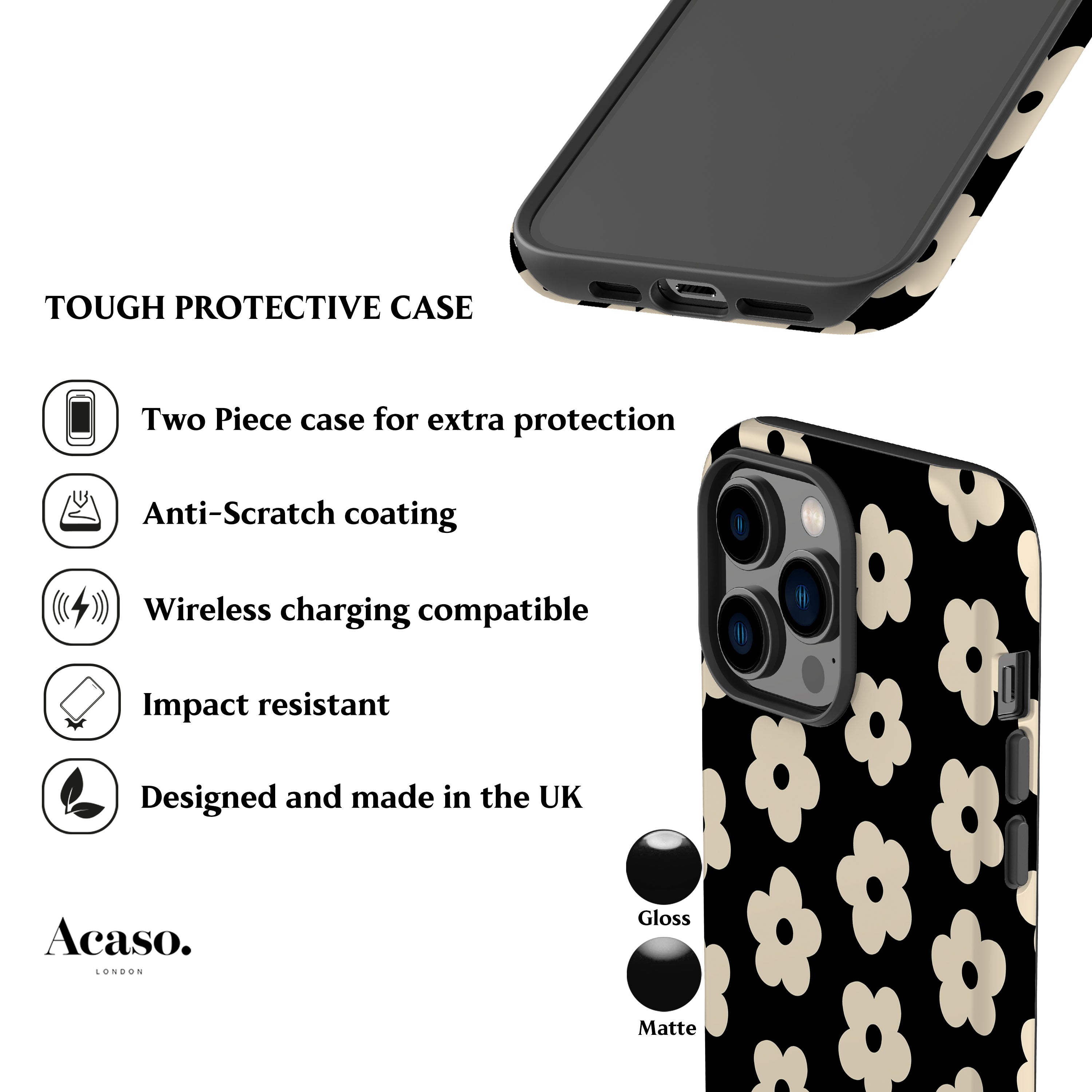 Flores Black Phone Case