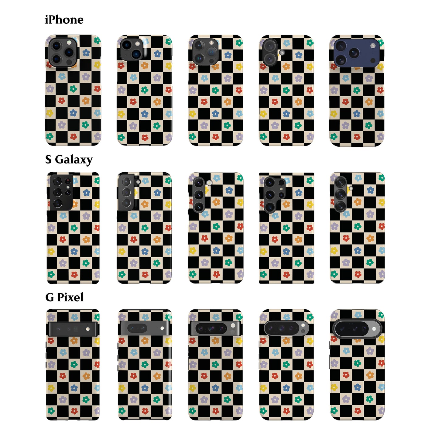 Floral Checkered Phone Case