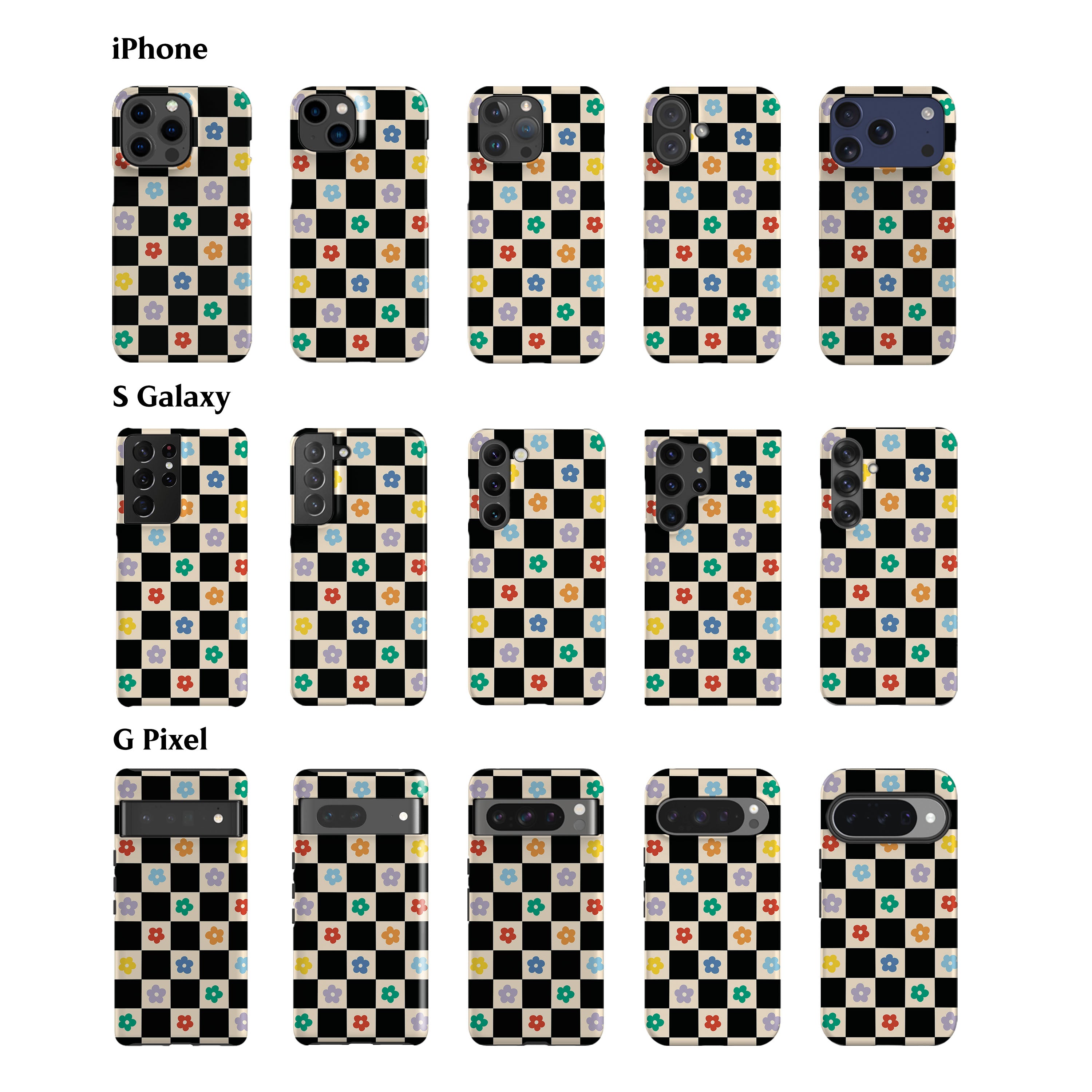 Floral Checkered Phone Case