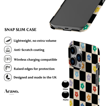 Floral Checkered Phone Case