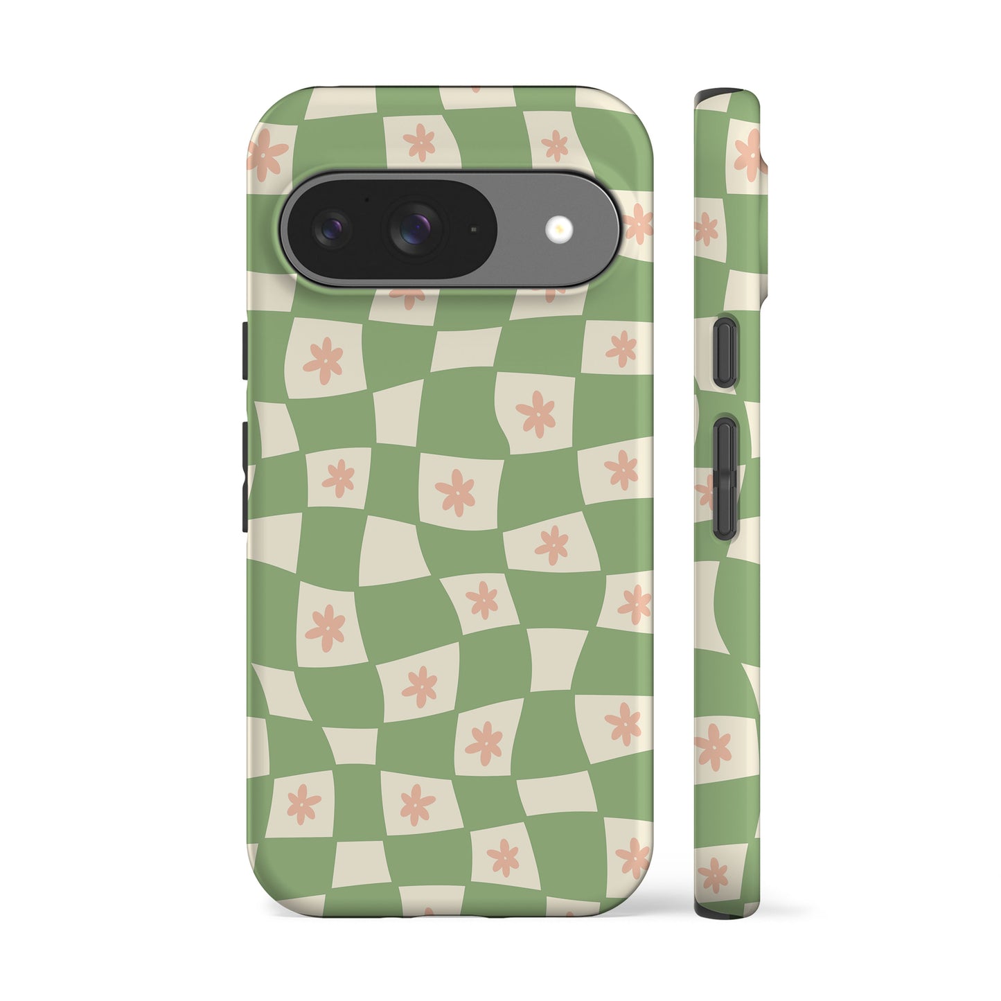 Flowers Checker Sage Phone Case