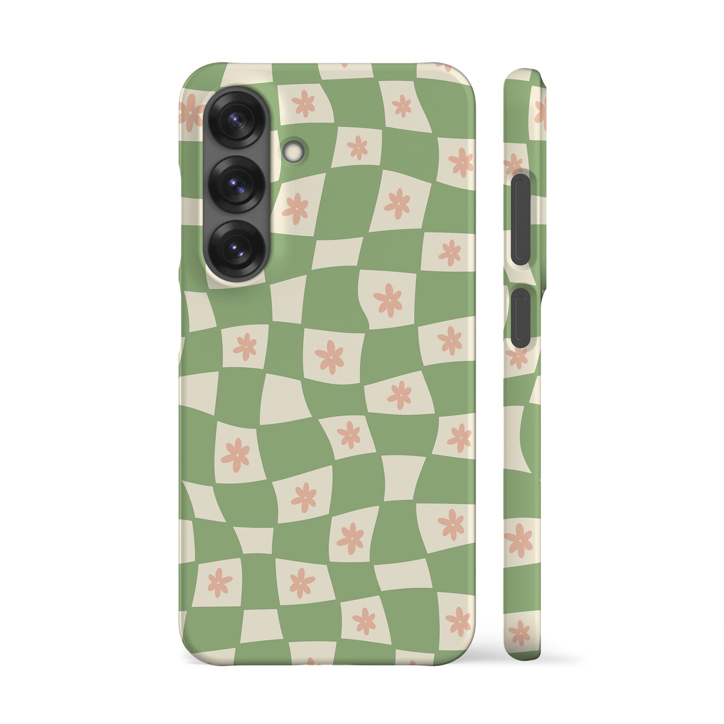 Flowers Checker Sage Phone Case