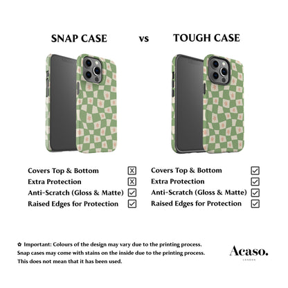 Flowers Checker Sage Phone Case