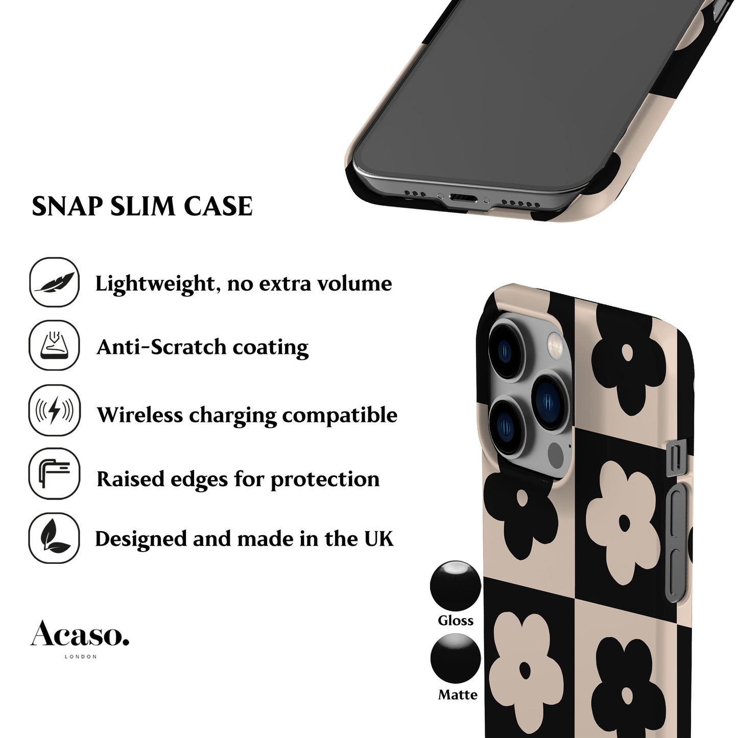 Flower Power Black Phone Case