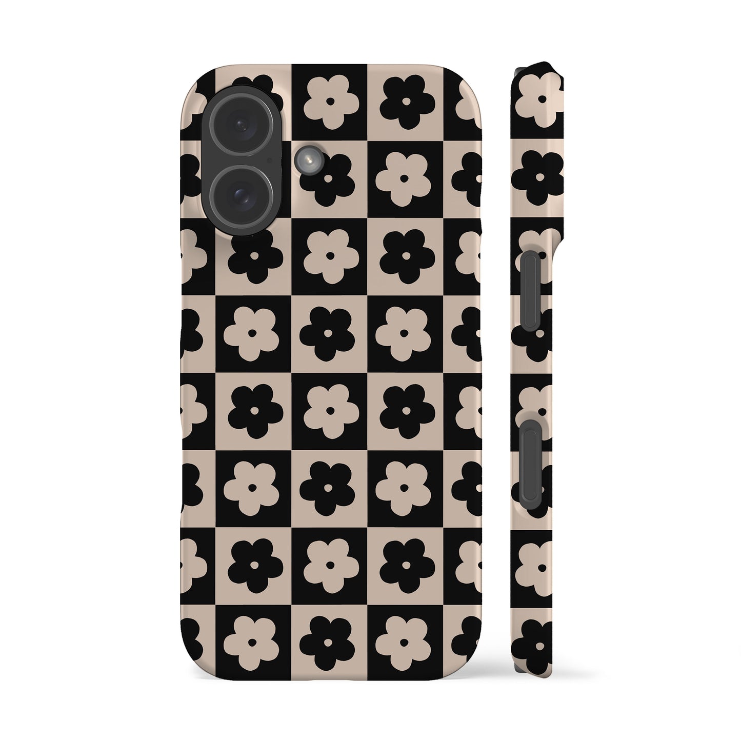 Floral Checkers Black Phone Case
