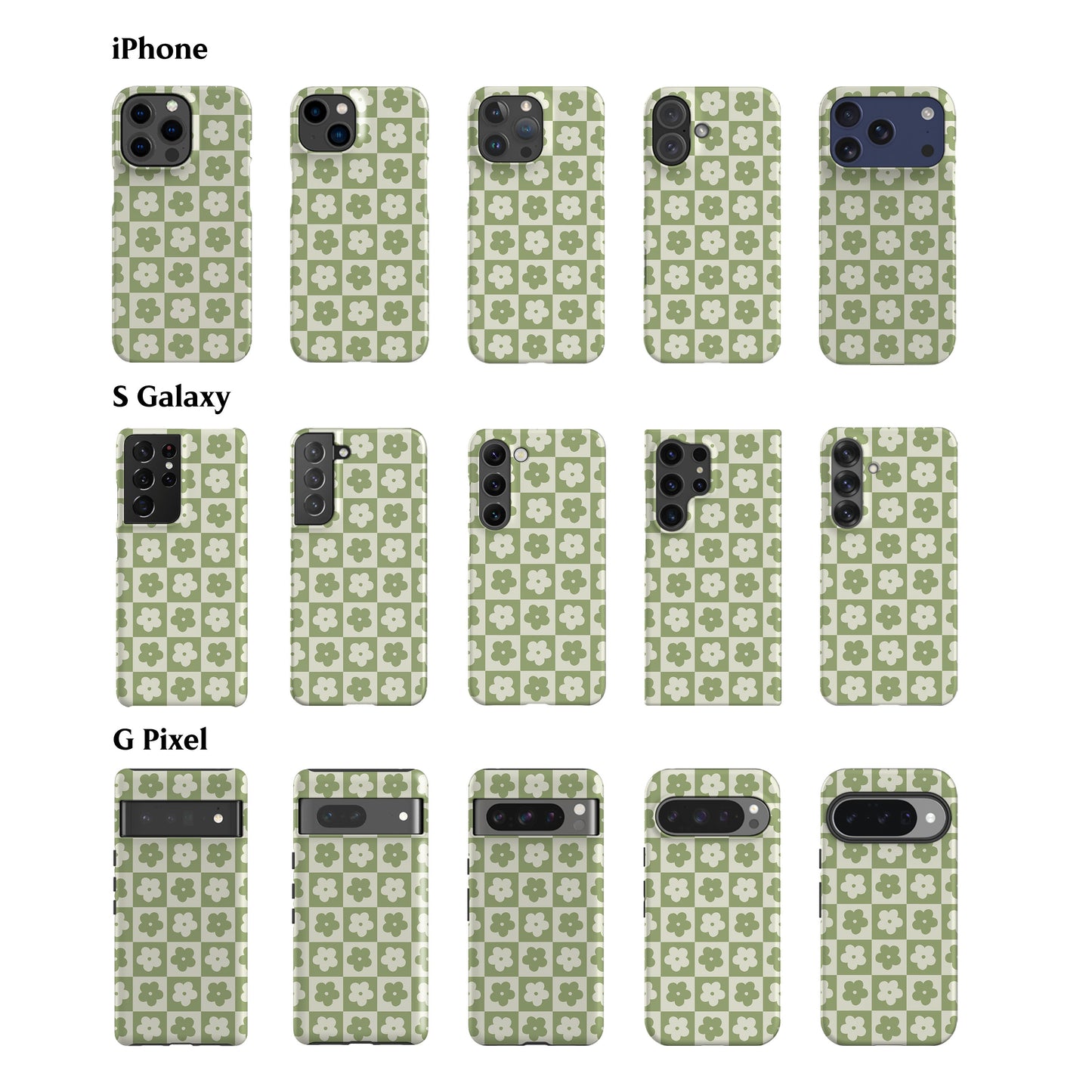 Flower Checkers Mint Phone Case