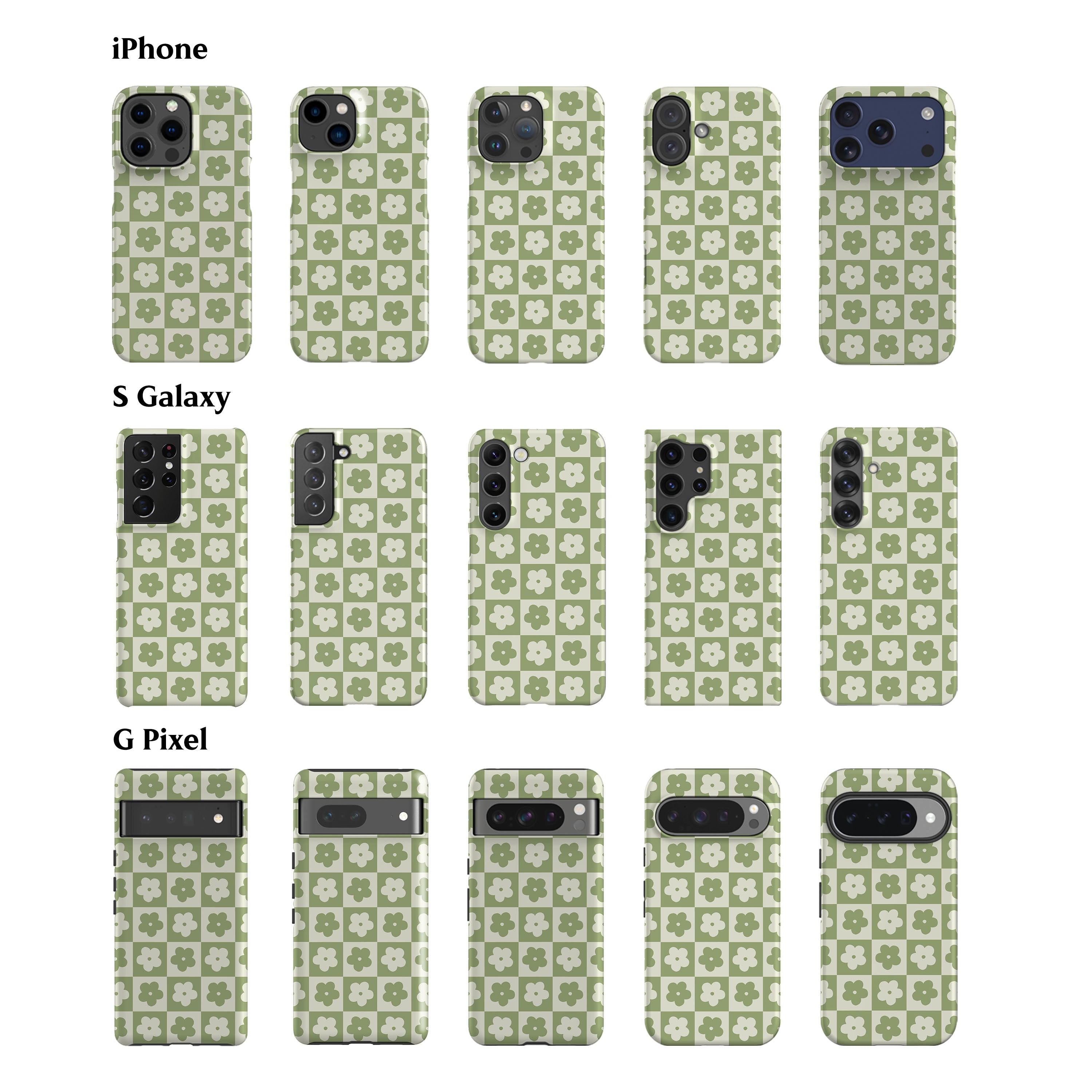Flower Checkers Mint Phone Case