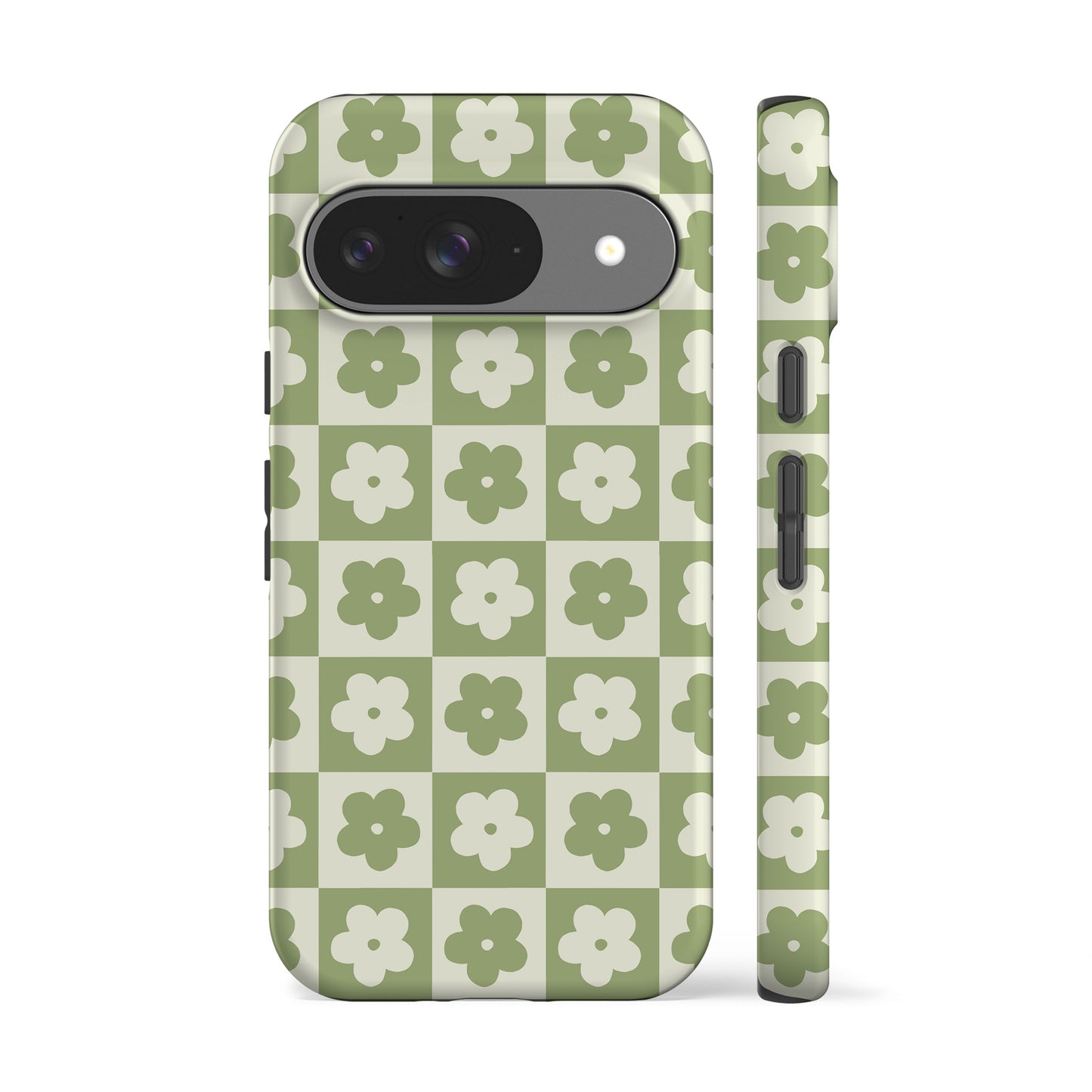 Flower Checkers Mint Phone Case