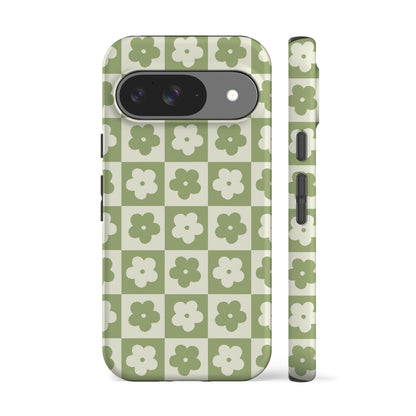 Flower Checkers Mint Phone Case