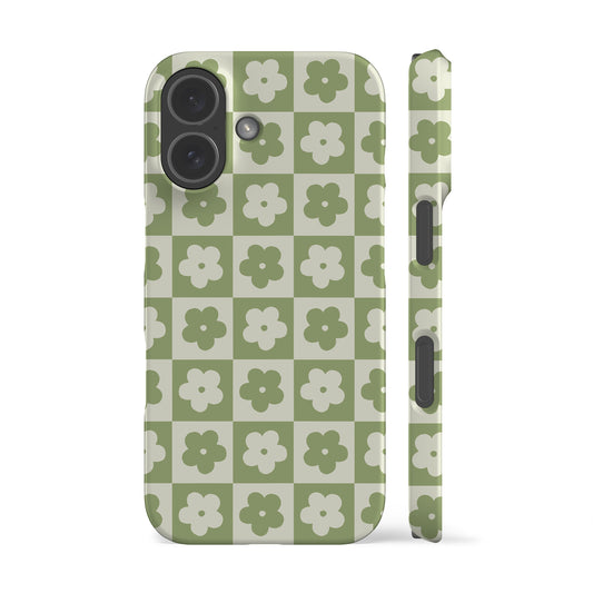 Flower Checkers Mint Phone Case