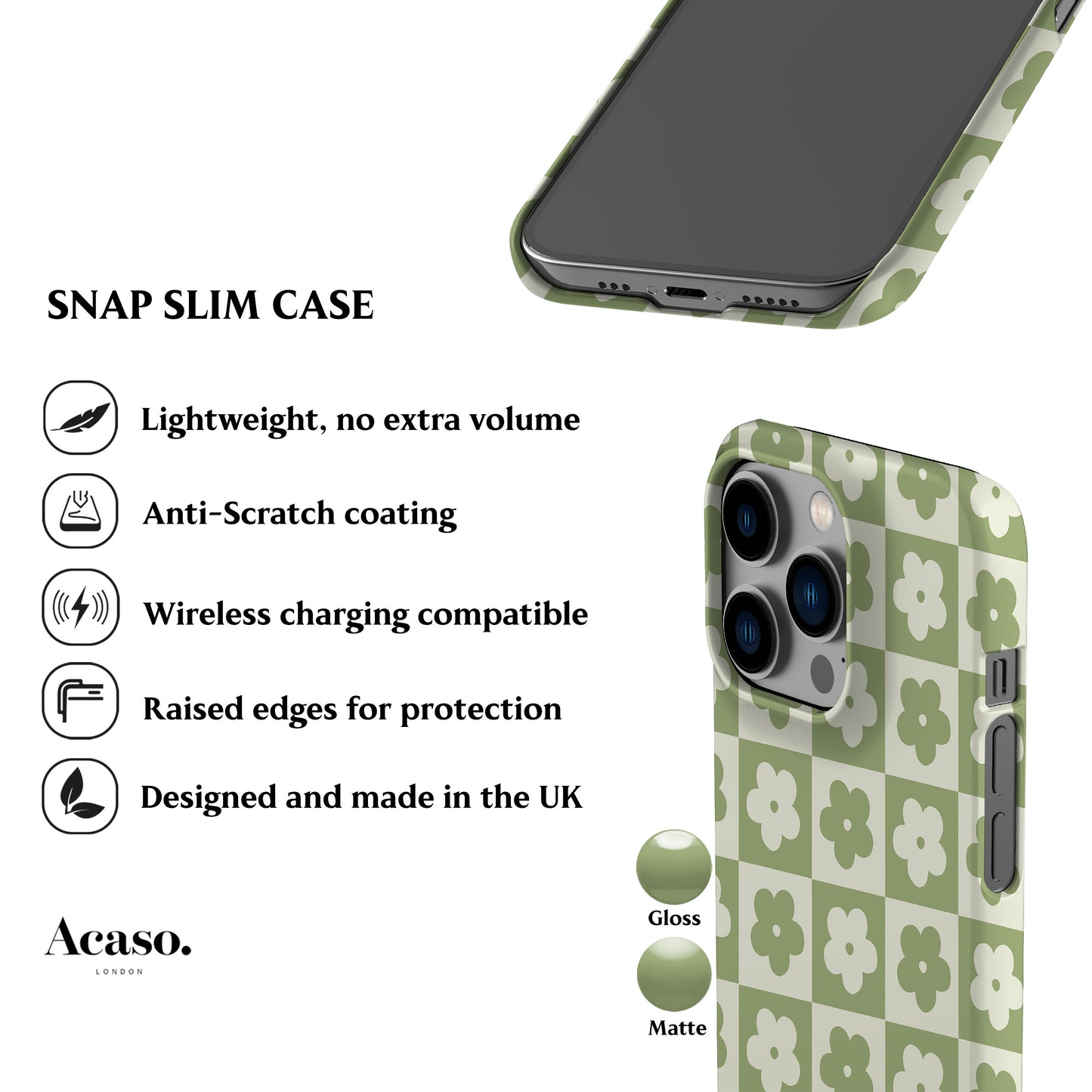 Flower Checkers Mint Phone Case