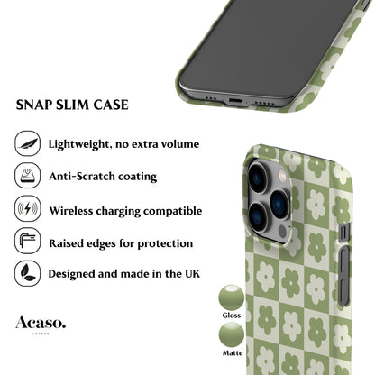 Flower Checkers Mint Phone Case