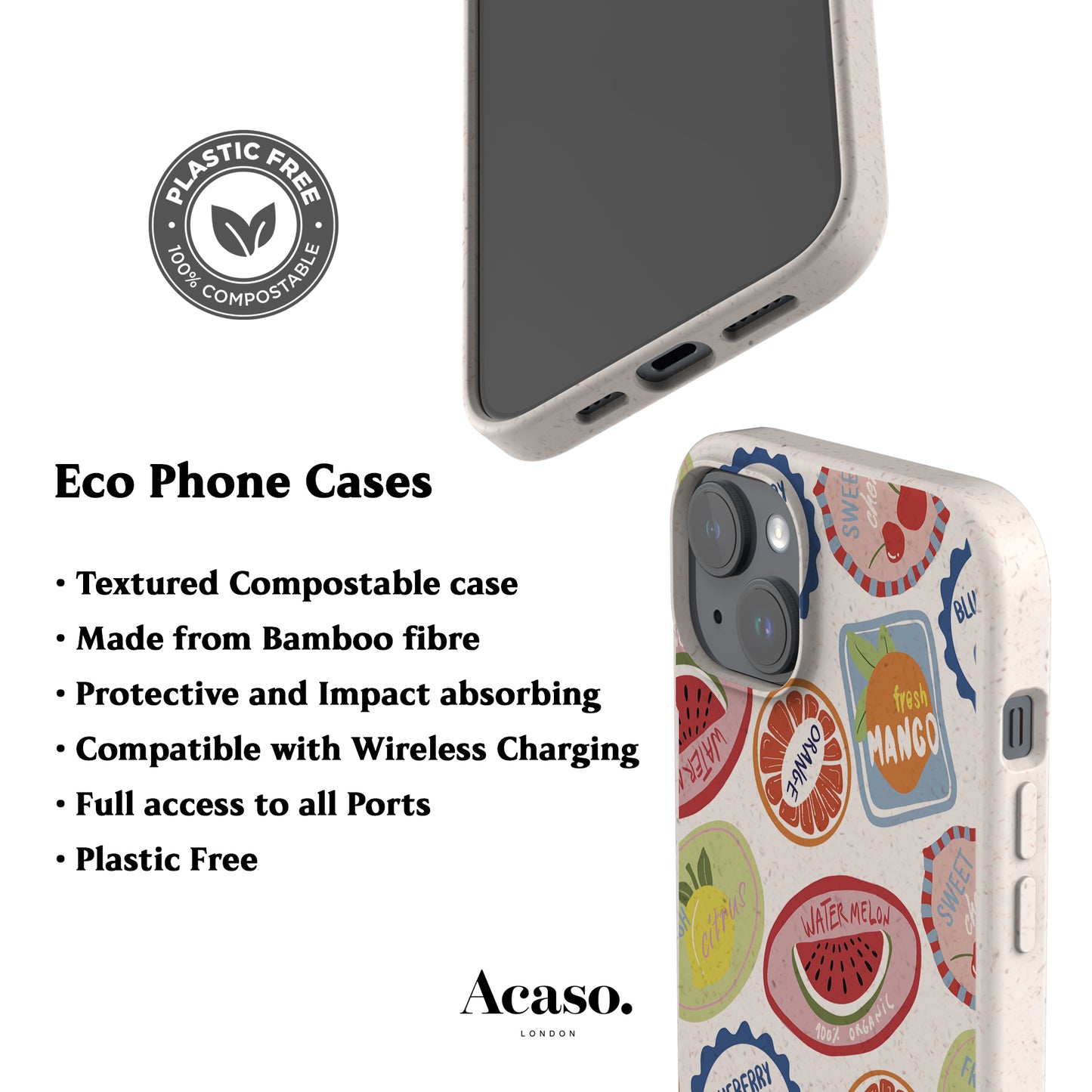 Fruit Stickers Eco-Friendly Phone Case
