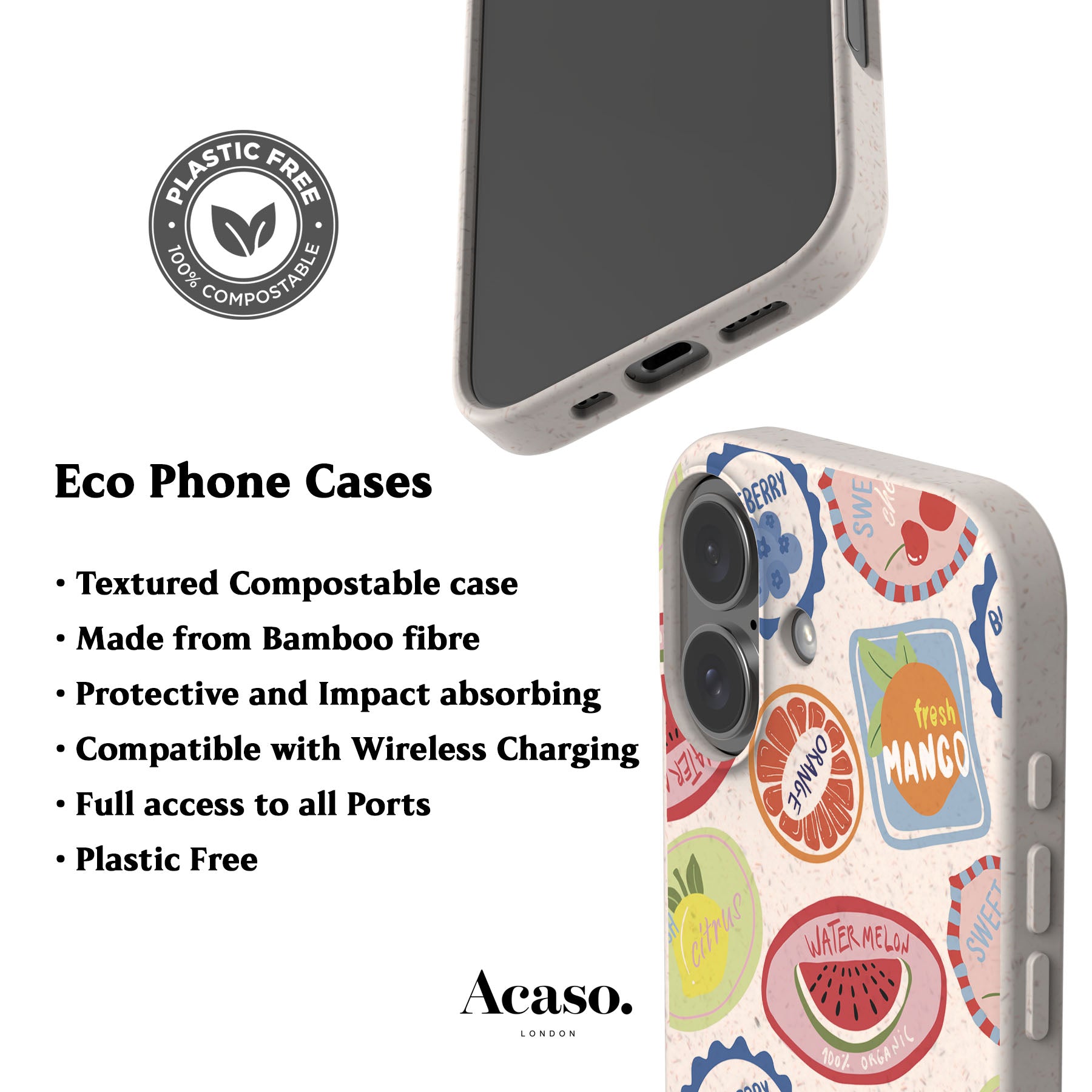Fruit Stickers Eco-Friendly Phone Case